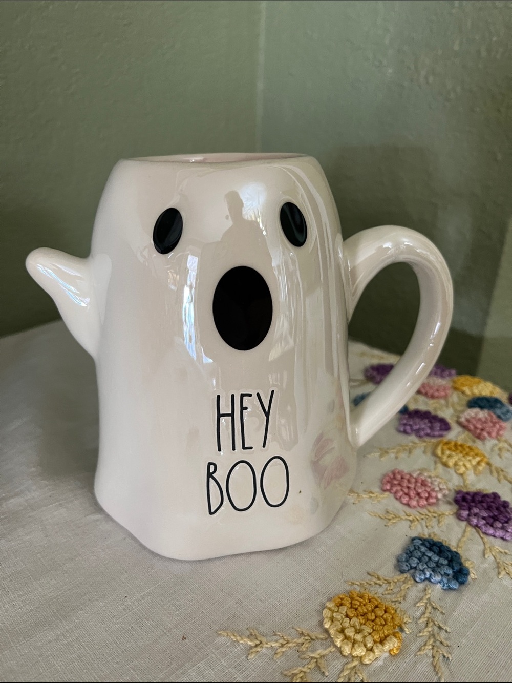 Rae Dunn “Hey Boo” Ghost Mug – Halloween Ceramic